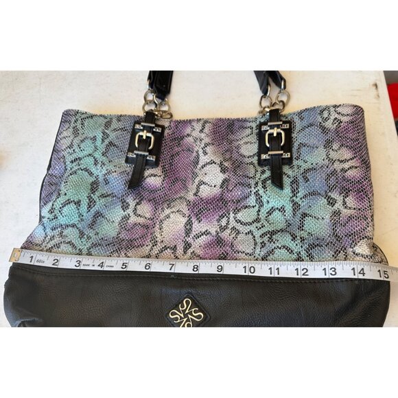 Vera Wang Metallic Purple Aqua Blue Gray Shoulder Purse Bag 12.5" Tall (READ) - Picture 11 of 16